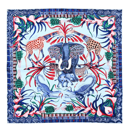Hermes Silk Twill La Marche Du Zambeze Wash Scarf 90 Bleu Ciel Bleu Jean Rose 1 of 6