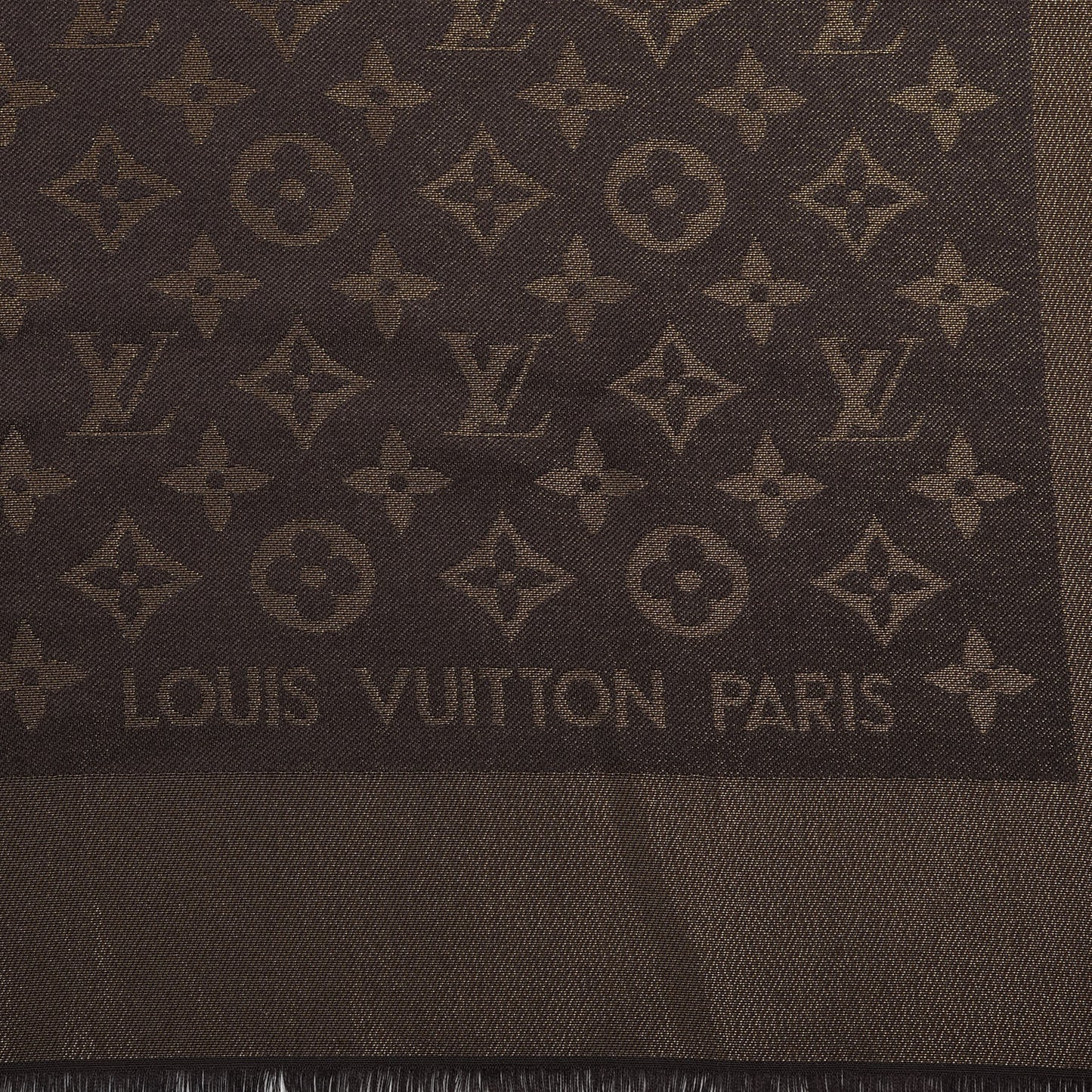 Silk Lurex Wool Monogram Shine Shawl Brown