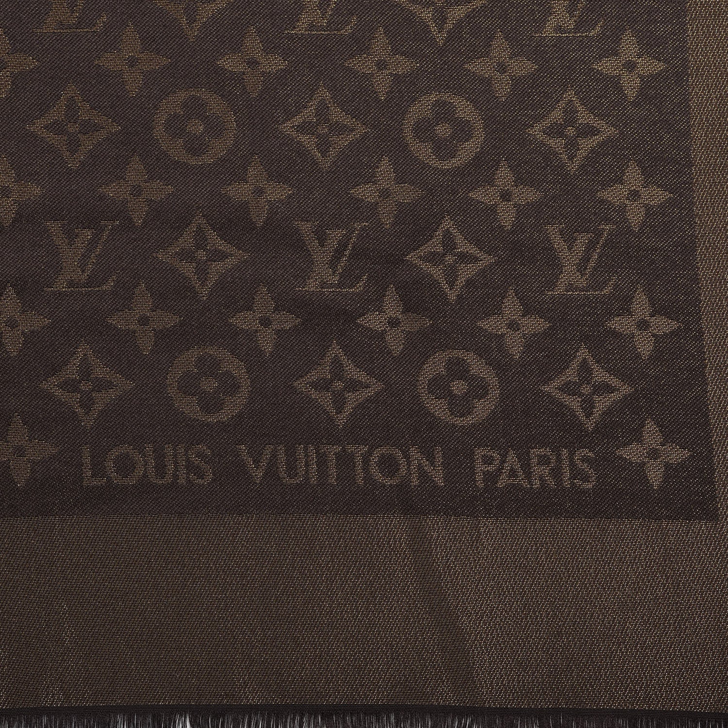 Louis Vuitton Silk Lurex Wool Monogram Shine Shawl Brown 4 of 4