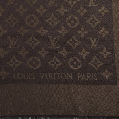 Louis Vuitton Silk Lurex Wool Monogram Shine Shawl Brown 4 of 4