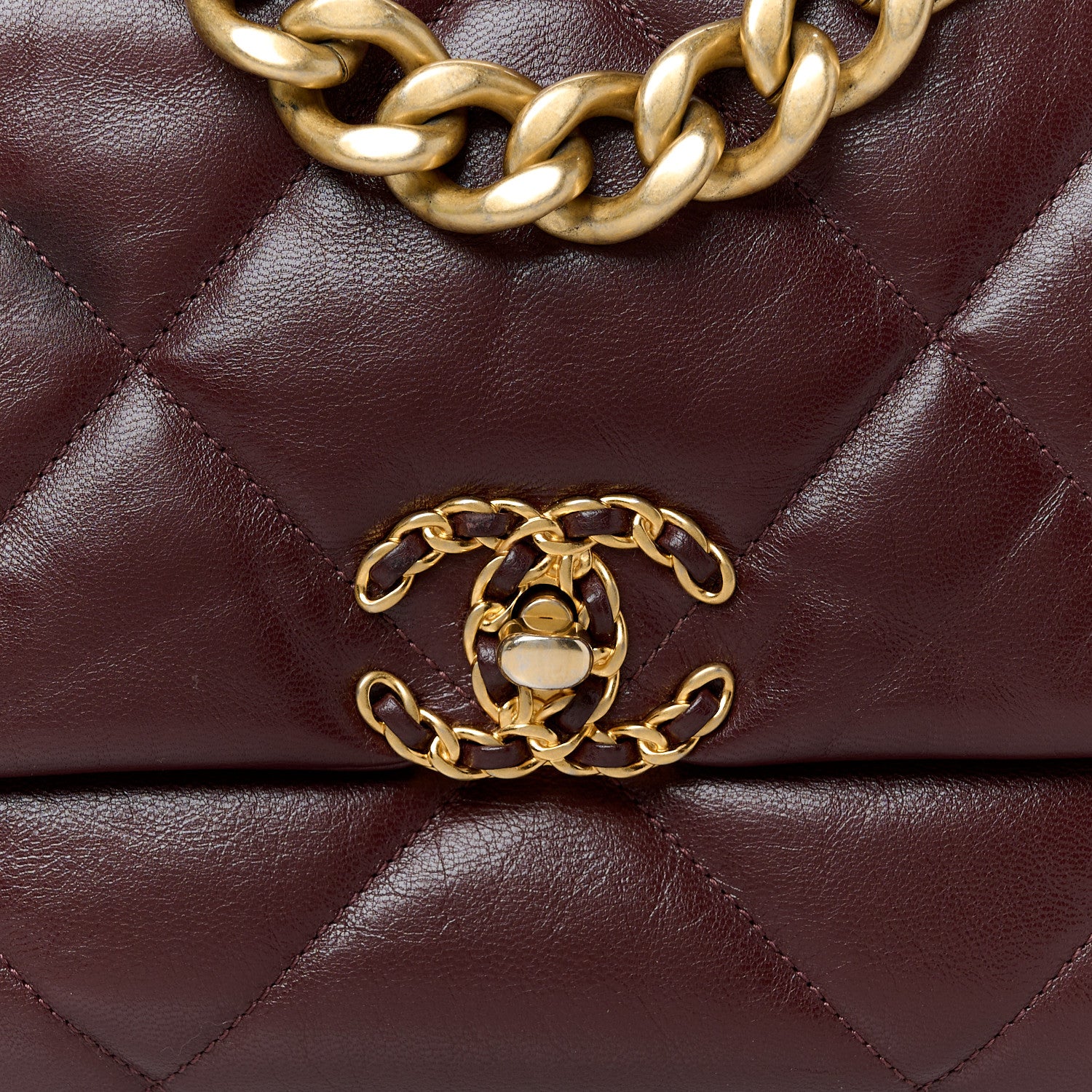 Chanel Goatskin Quilted Large Chanel 19 Flap Brown Brown 8 of 10