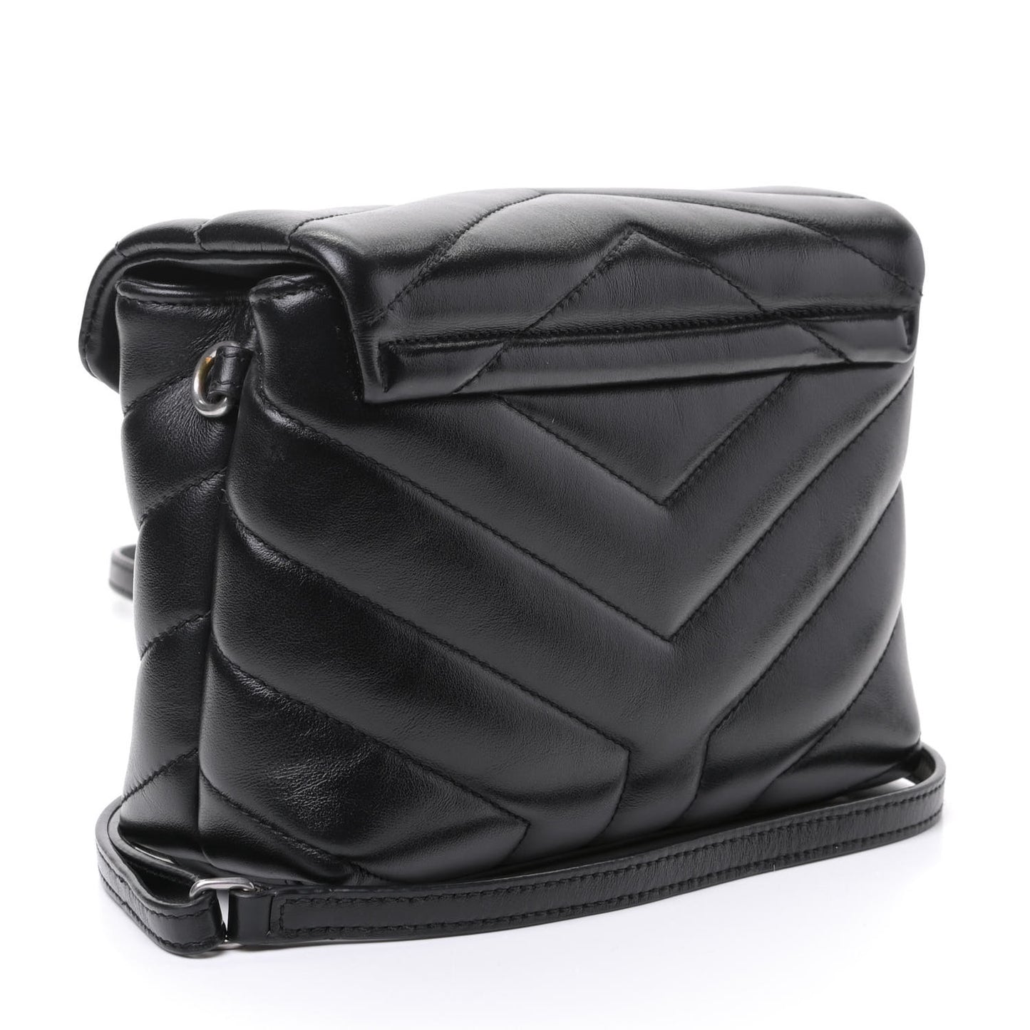 Calfskin Y Quilted Monogram Toy Loulou Crossbody Bag Black
