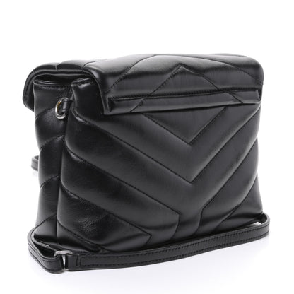 Saint Laurent Calfskin Y Quilted Monogram Toy Loulou Crossbody Bag Black 2 of 5