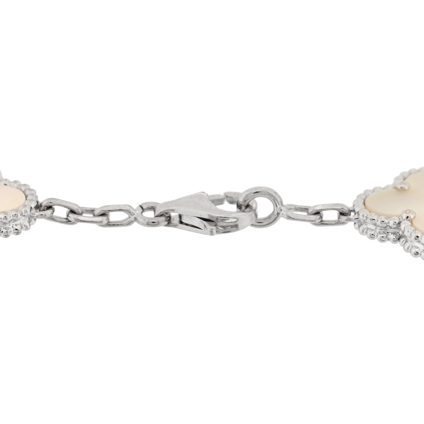 VAN CLEEF &amp; ARPELS 18K White Gold Mother of Pearl 5 Motifs Vintage Alhambra Bracelet