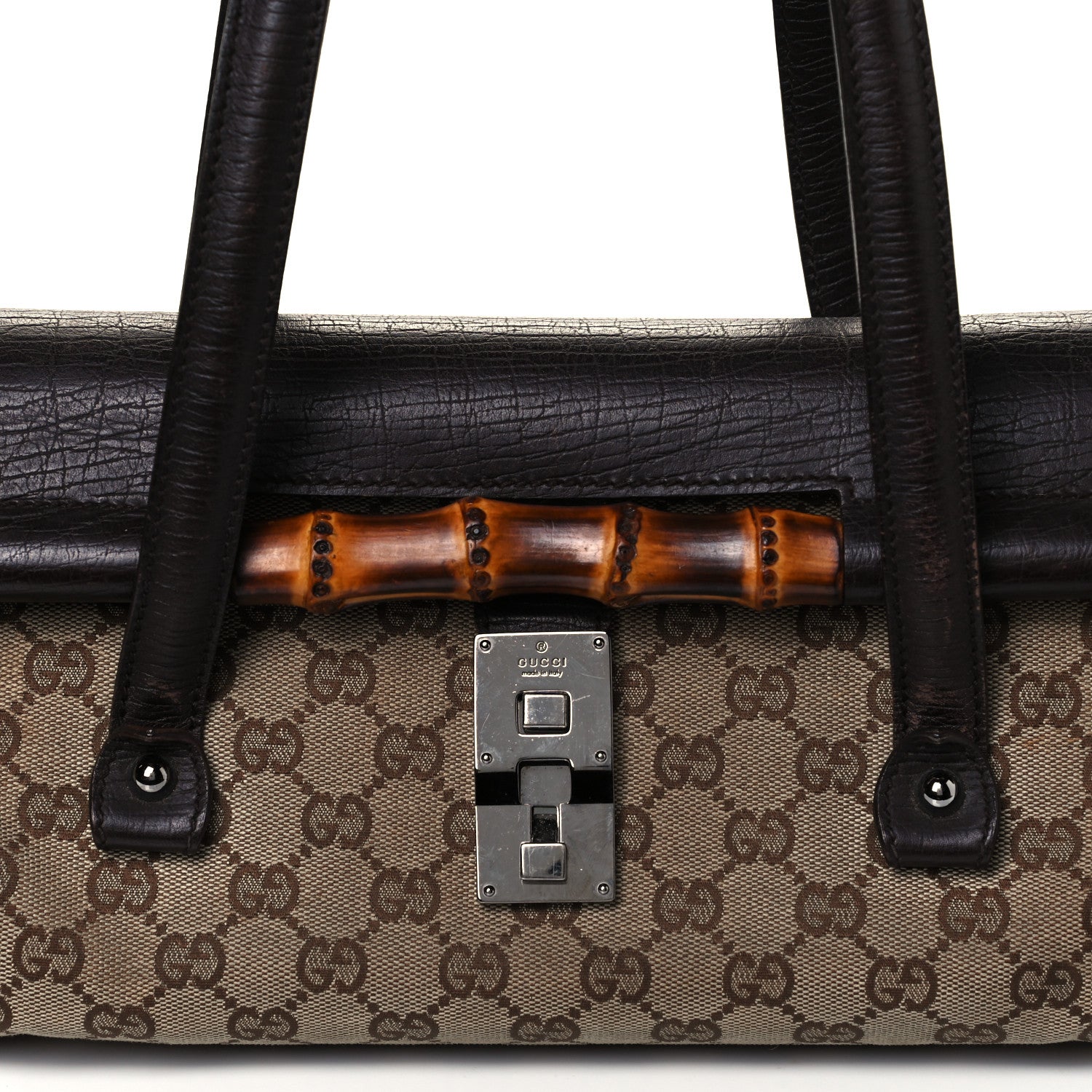 Gucci Monogram Bamboo Bullet Bag Dark Brown 8 of 10