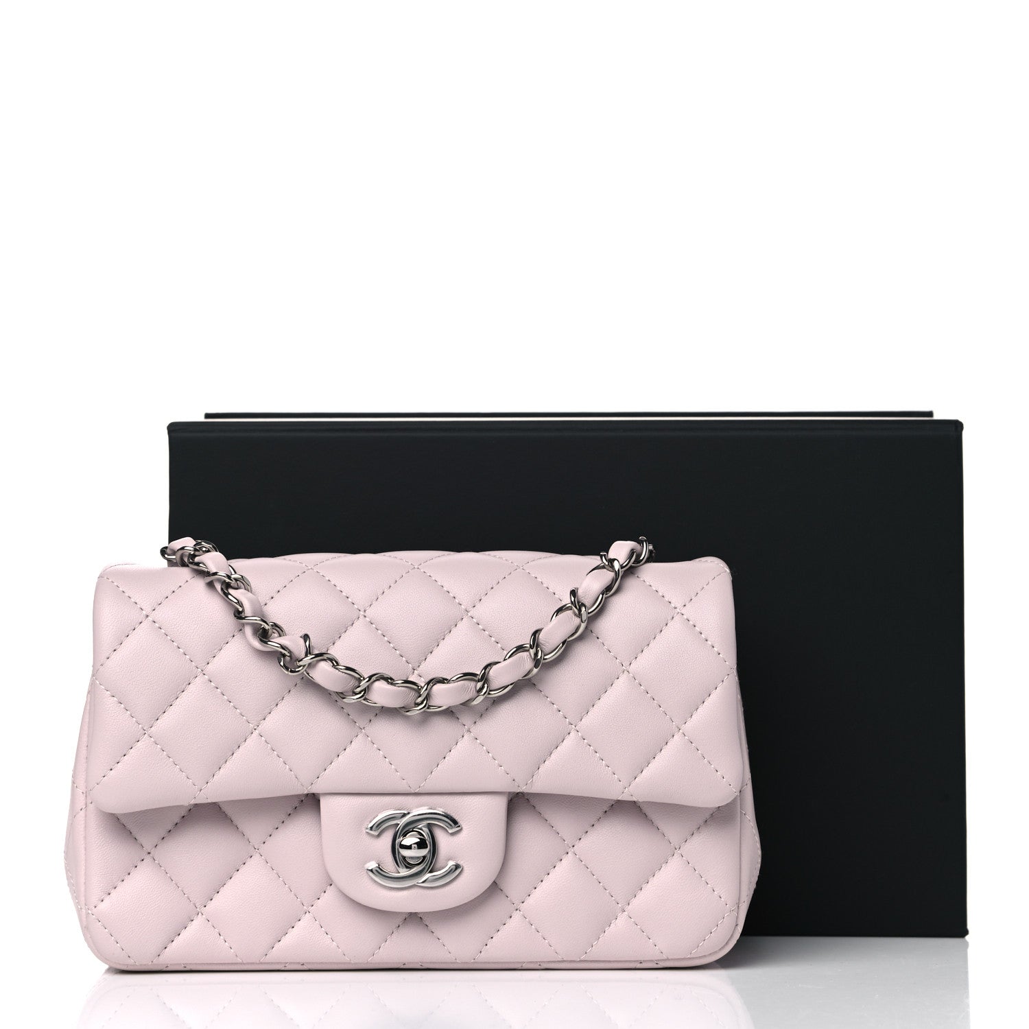 Chanel Lambskin Quilted Mini Rectangular Flap Light Purple 13 of 13