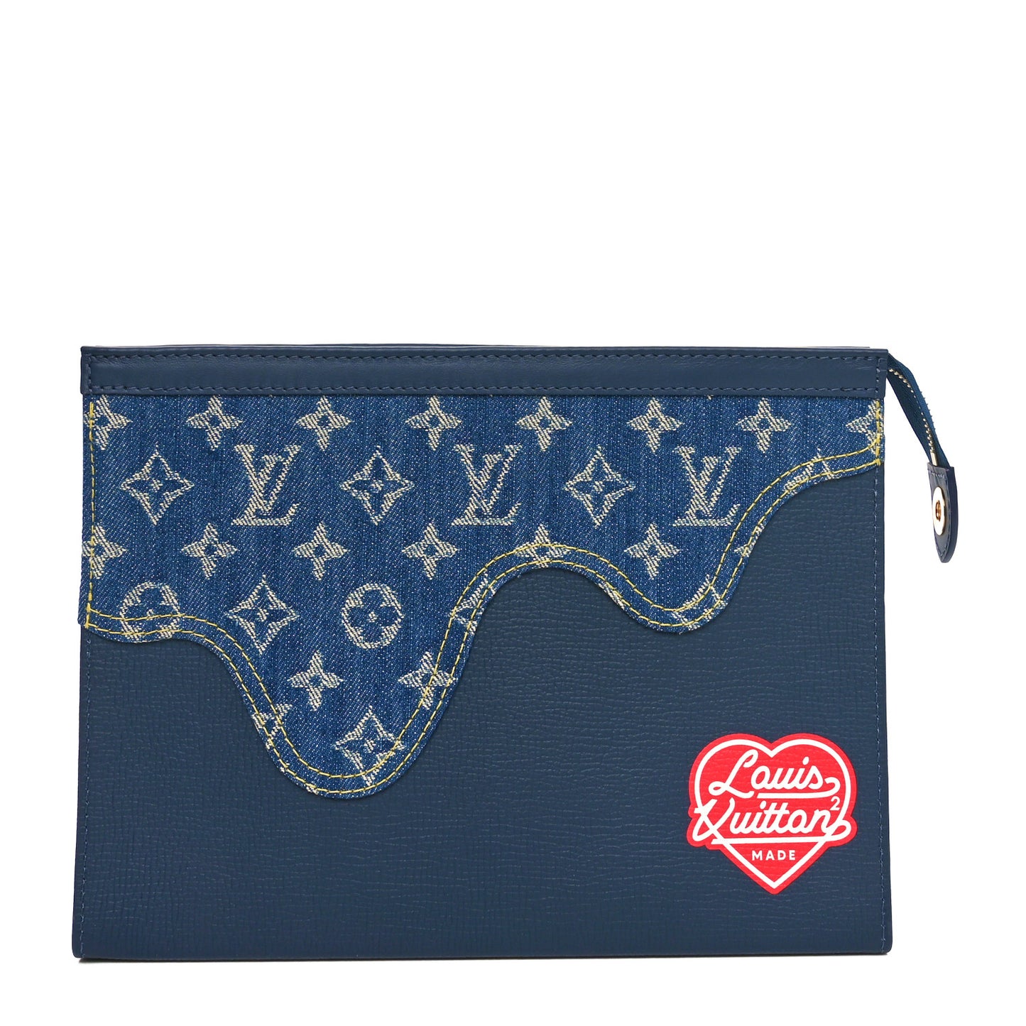 X NIGO Taurillon Monogram Denim Drip Pochette Voyage MM Blue