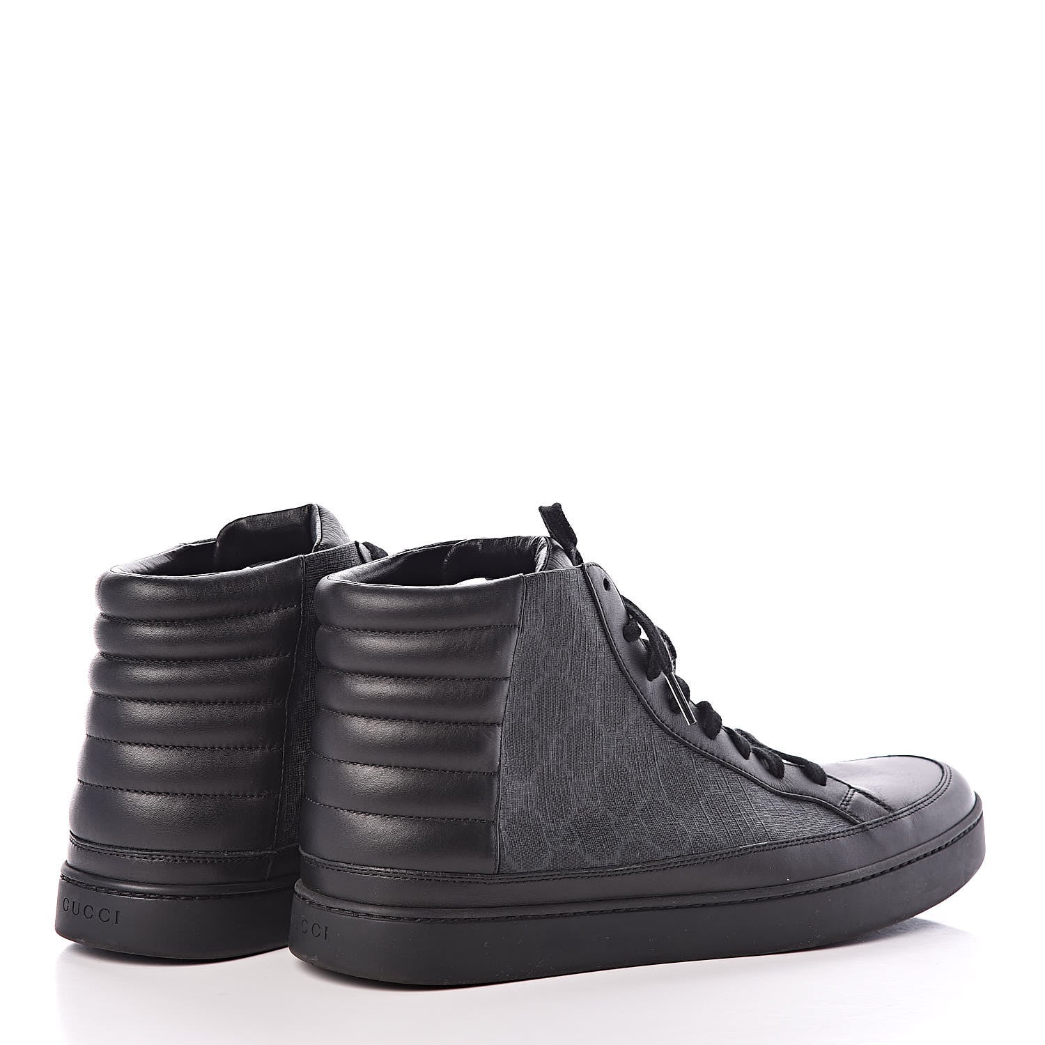 Gucci GG Supreme Monogram Mens Common High Top Sneakers 11 Black 4 of 9