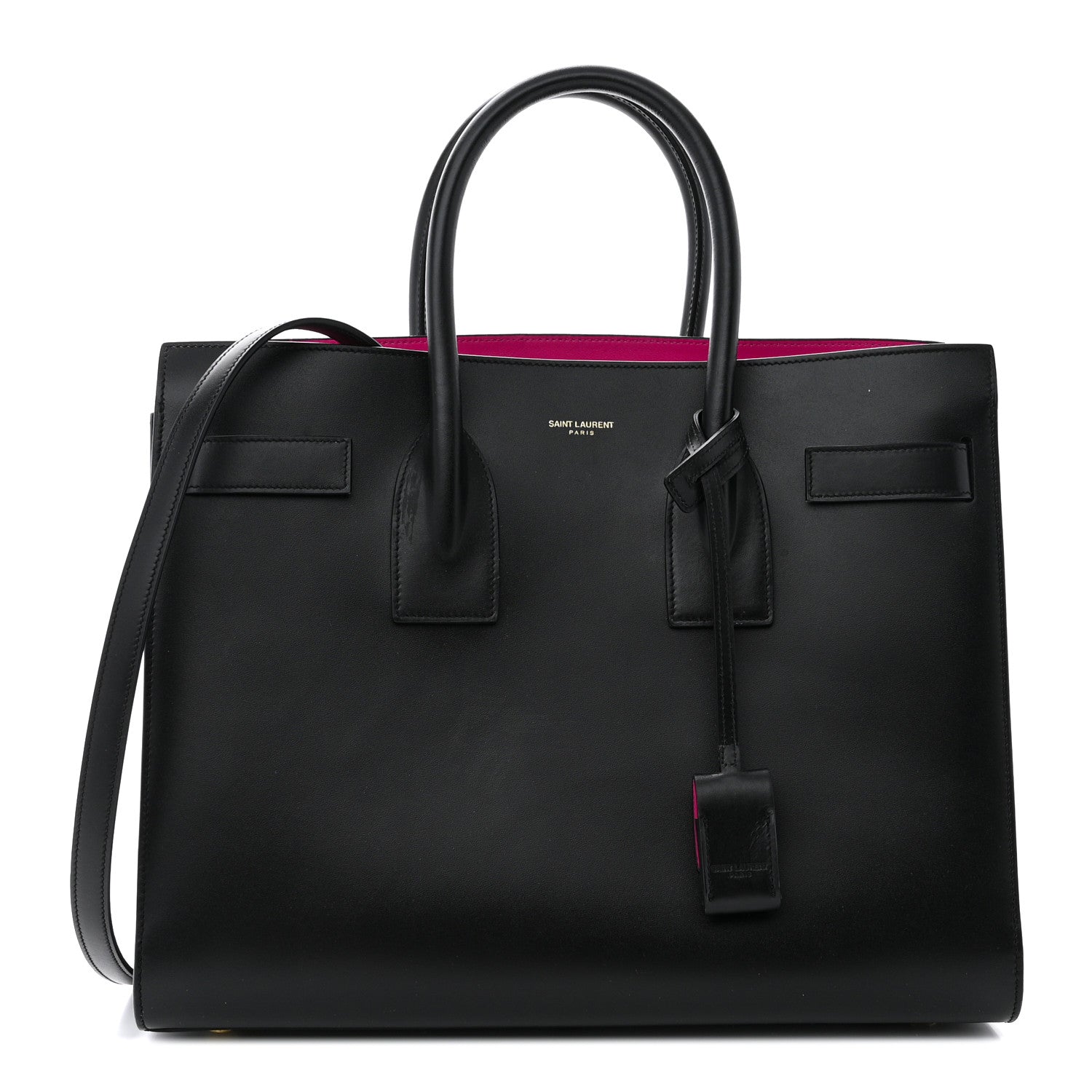 Saint Laurent Calfskin Small Sac De Jour Black Fuchsia 1 of 14