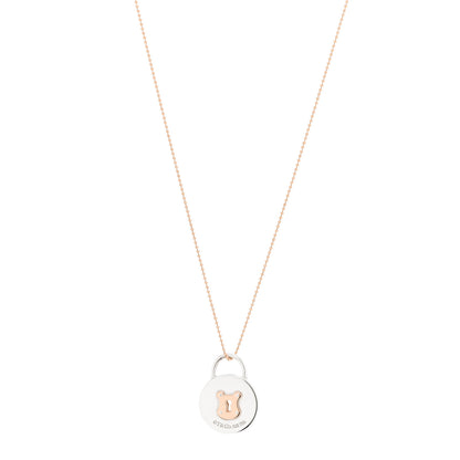 Tiffany Sterling Silver 18K Rose Gold Round Lock Pendant Necklace 1 of 5