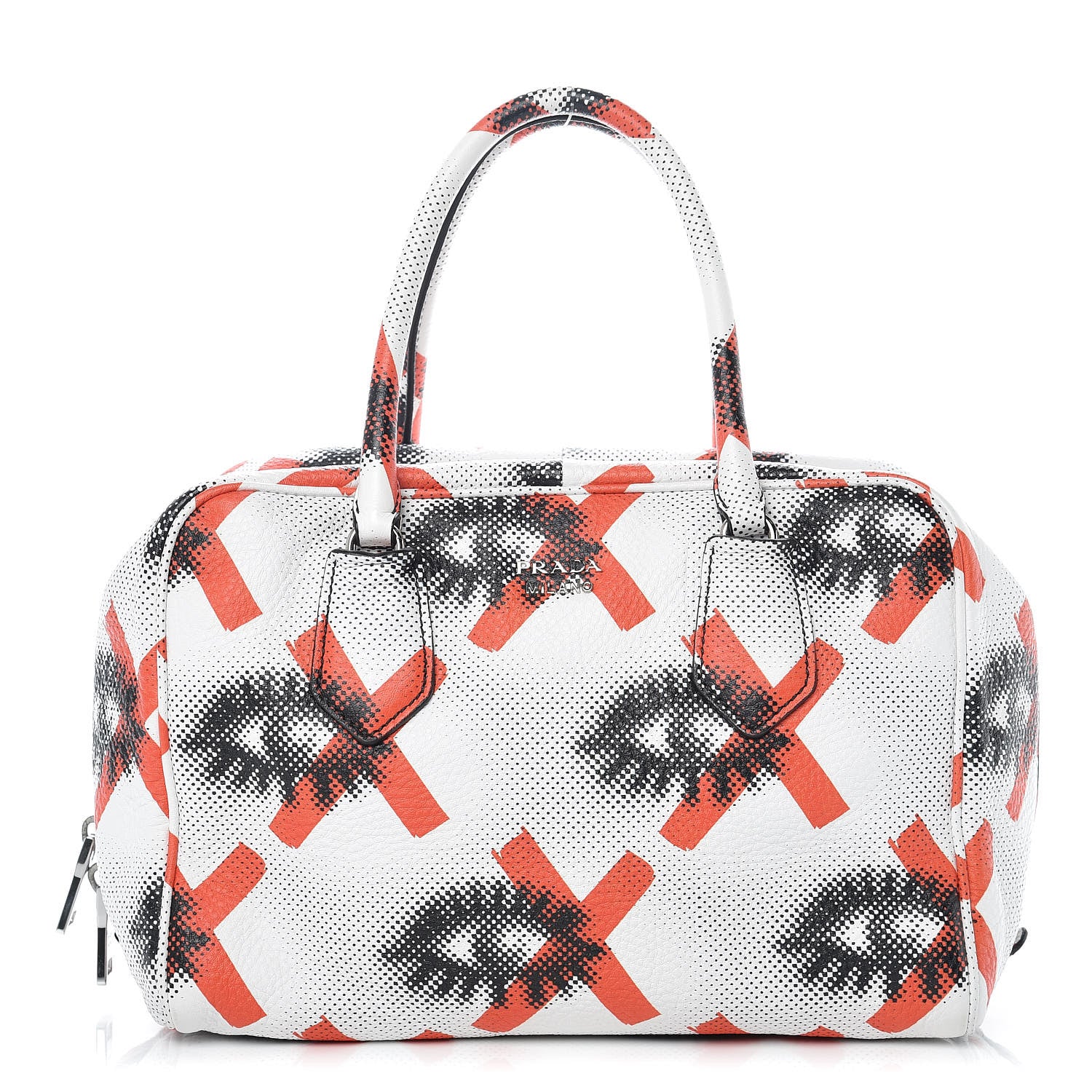 Prada Vitello Daino Eye Inside Bag Bianco Arancio 1 of 13