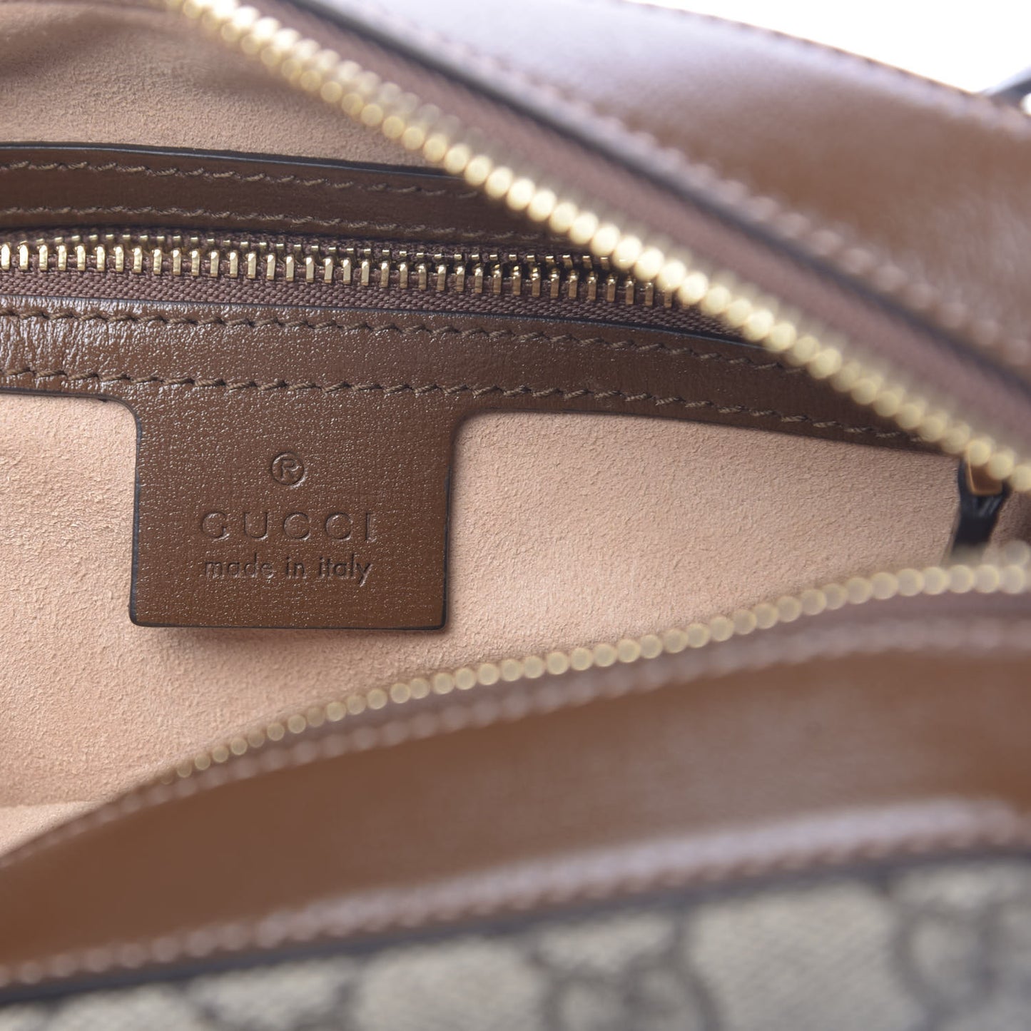 GG Supreme Monogram Small Horsebit 1955 Shoulder Bag Beige Brown Sugar