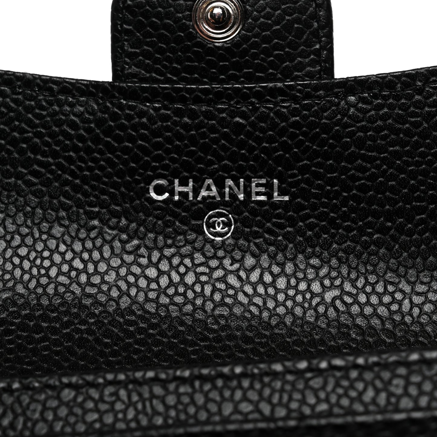 Caviar Quilted Flap Card Holder Black