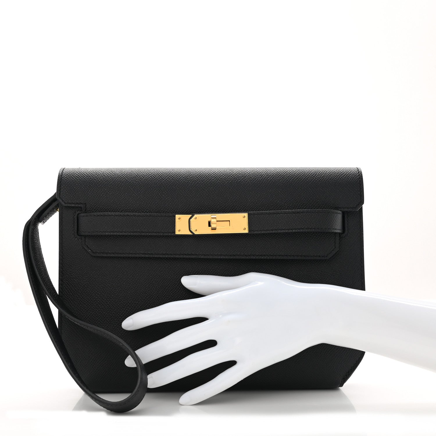 Hermes Epsom Kelly Depeches 25 Pouch Black 2 of 8