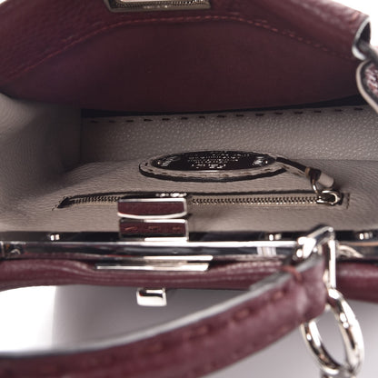 Fendi Cuoio Romano Selleria Bi-Color Mini Peekaboo Iconic Satchel Bordeaux Grigio Polvere 5 of 8