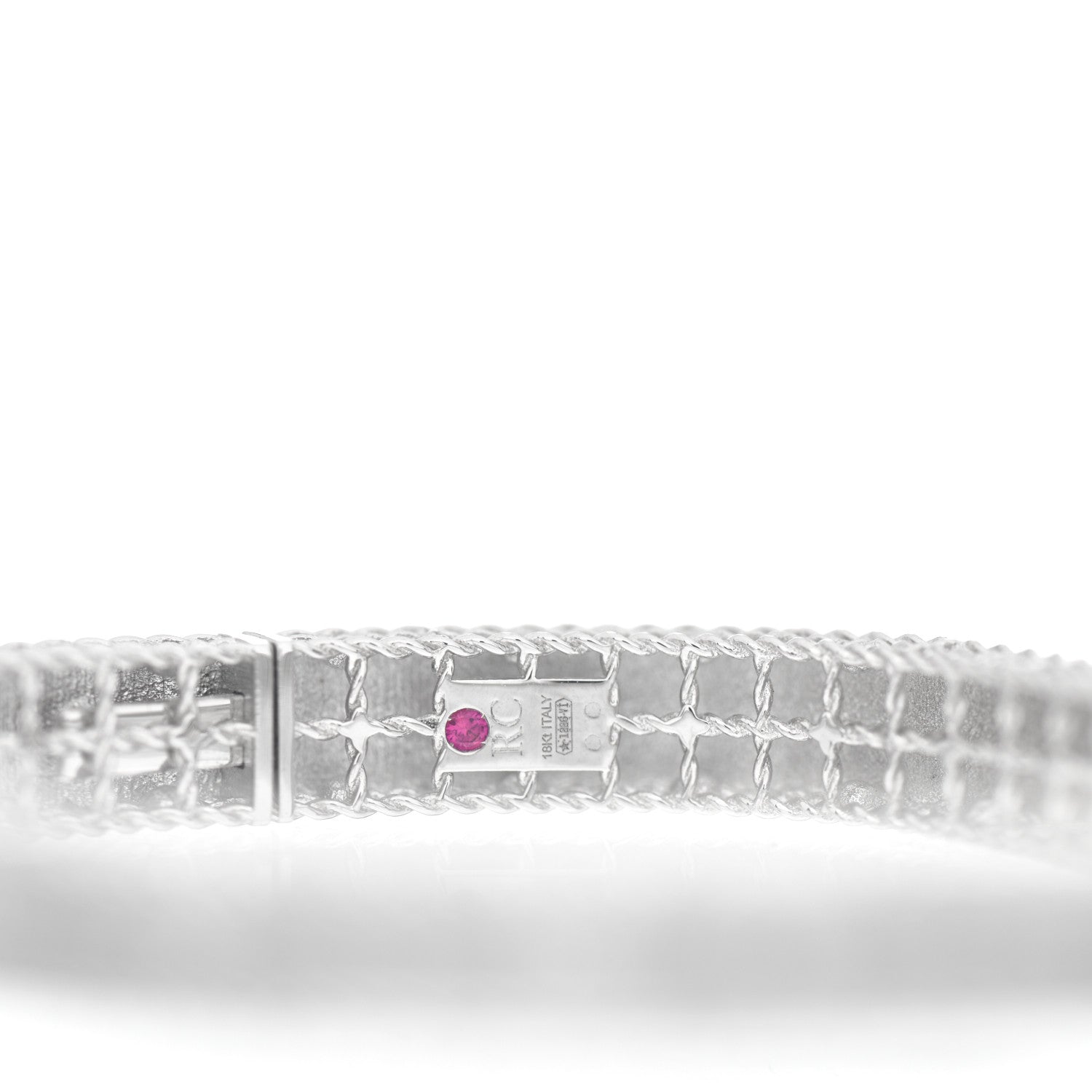 Roberto Coin 18K White Gold Diamond Princess Satin Fleur De Lis Bangle Bracelet 4 of 4