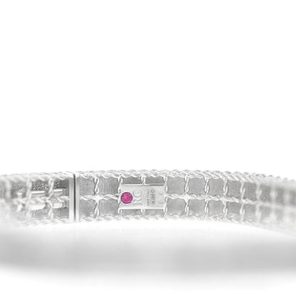 Roberto Coin 18K White Gold Diamond Princess Satin Fleur De Lis Bangle Bracelet 4 of 4
