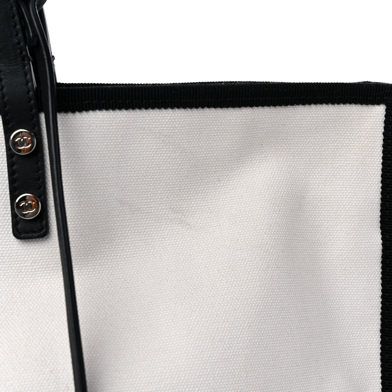Chanel Canvas Calfskin Large Let's Demonstrate Tote White Black 14 of 14