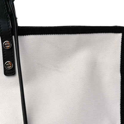 Chanel Canvas Calfskin Large Let's Demonstrate Tote White Black 14 of 14