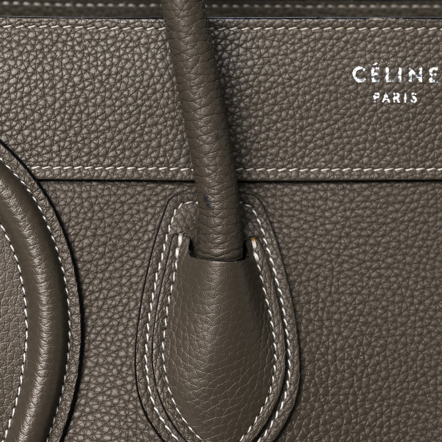 Celine Drummed Calfskin Micro Luggage Souris 10 of 10