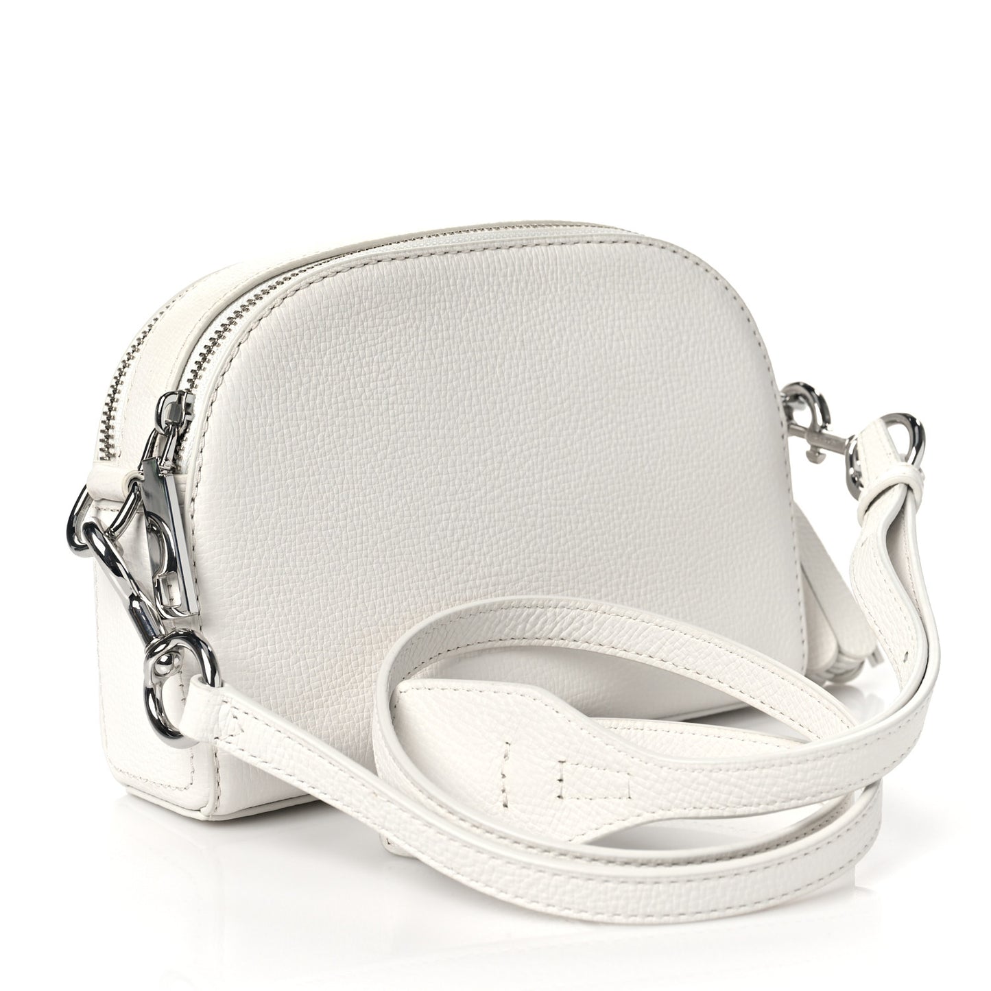 Calfskin Shutter Camera Crossbody Bag White