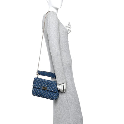 Valentino Garavani Denim Medium Rockstud Spike Shoulder Bag Denim 2 of 9