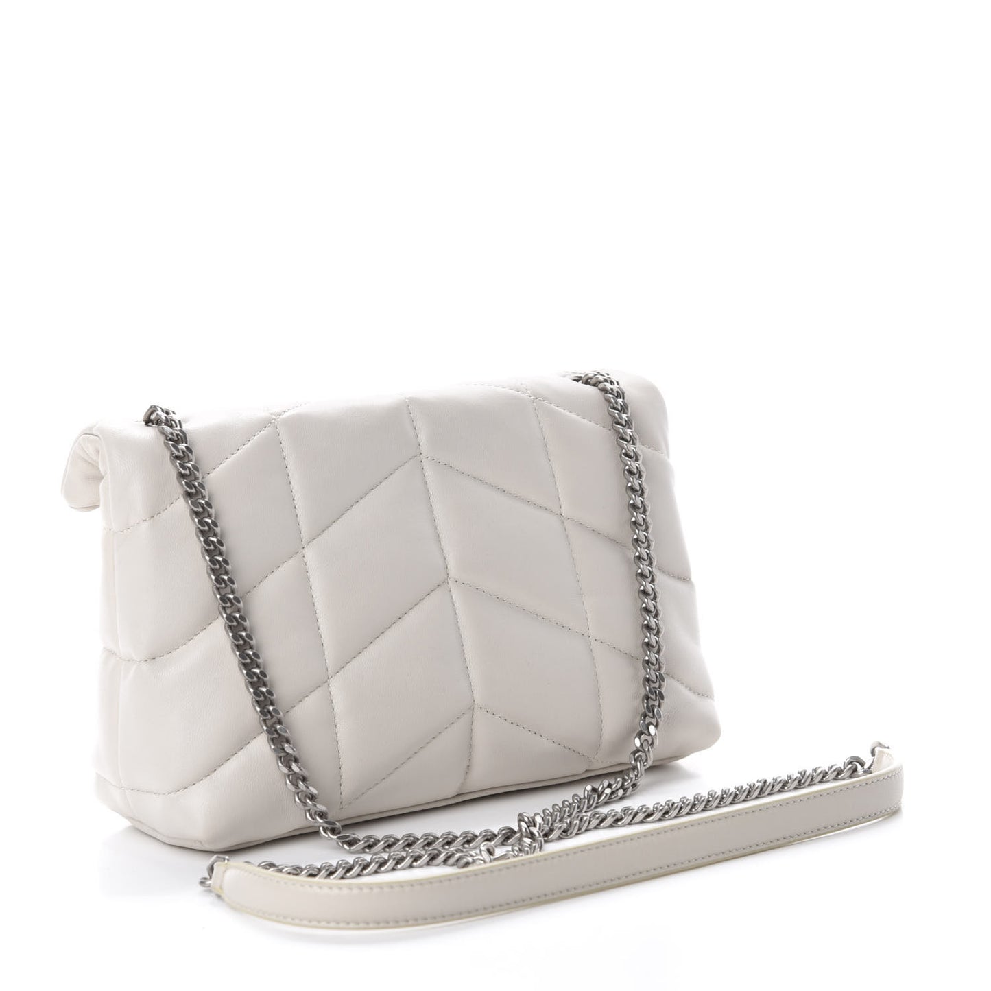 Lambskin Quilted Toy Loulou Puffer Monogram Chain Satchel Crema Soft