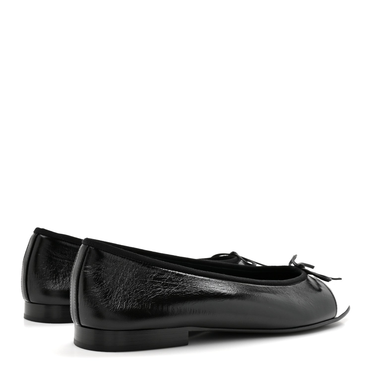Chanel Crumpled Shiny Lambskin CC Cap Toe Ballerina Flats 40 Black White 5 of 11