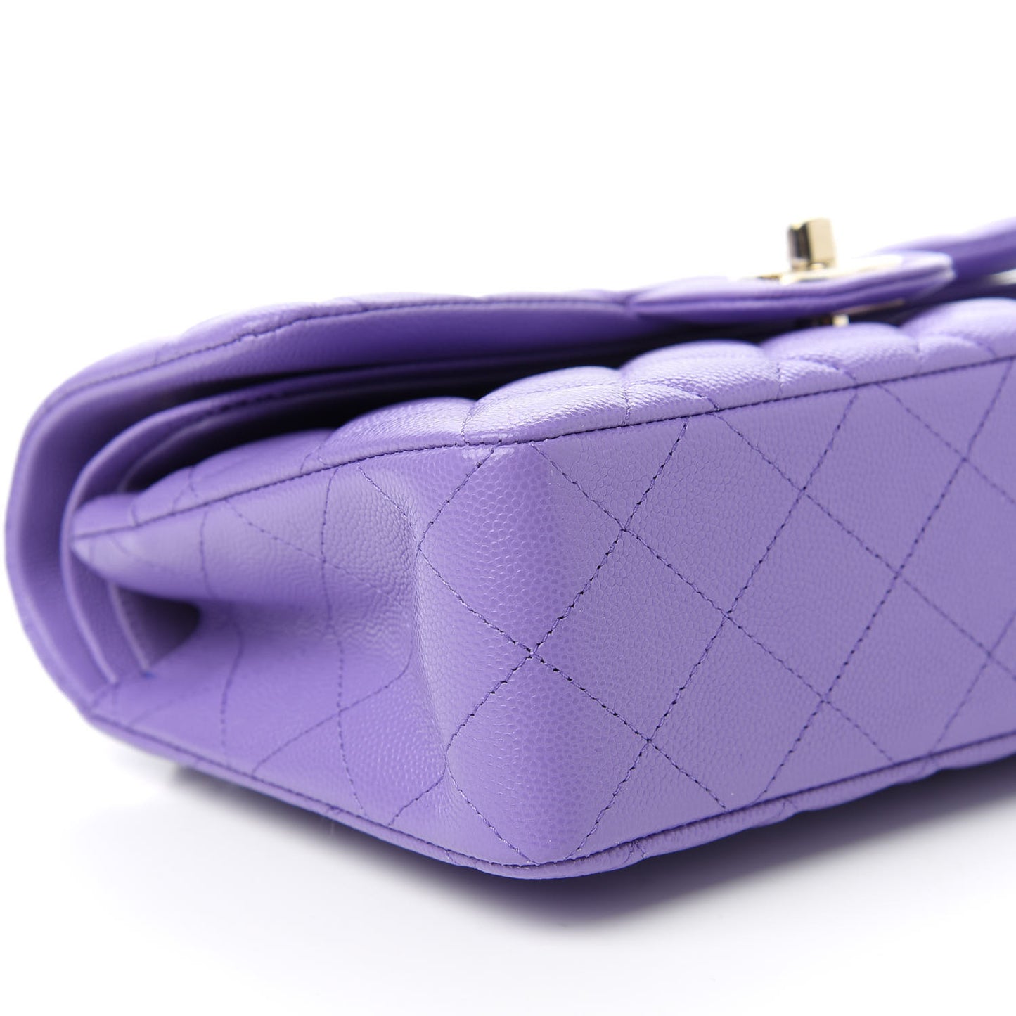 Caviar Quilted Small Double Flap Purple