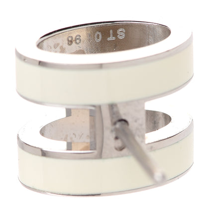 Hermes Palladium Lacquered Pop H Earrings White 4 of 6