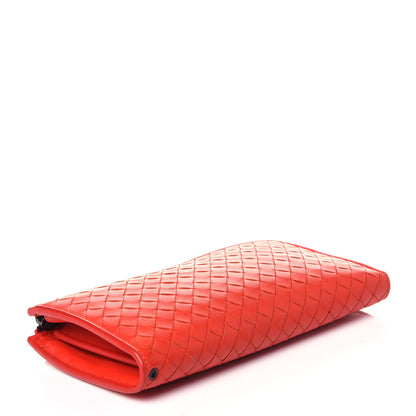 Bottega Veneta Nappa Intrecciato Half Zip Around Wallet Red 4 of 11