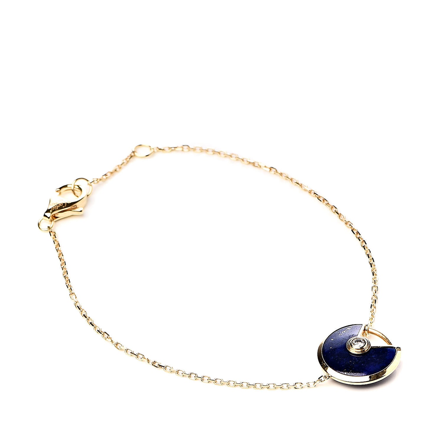 18K Yellow Gold Diamond Lapis Lazuli Amulette de Cartier Bracelet