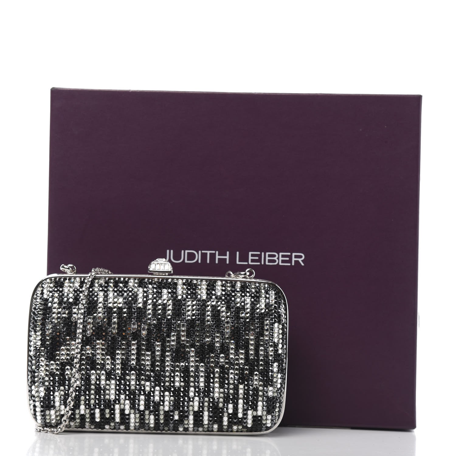 Judith Leiber Crystal Minaudiere Clutch Black Silver 11 of 11