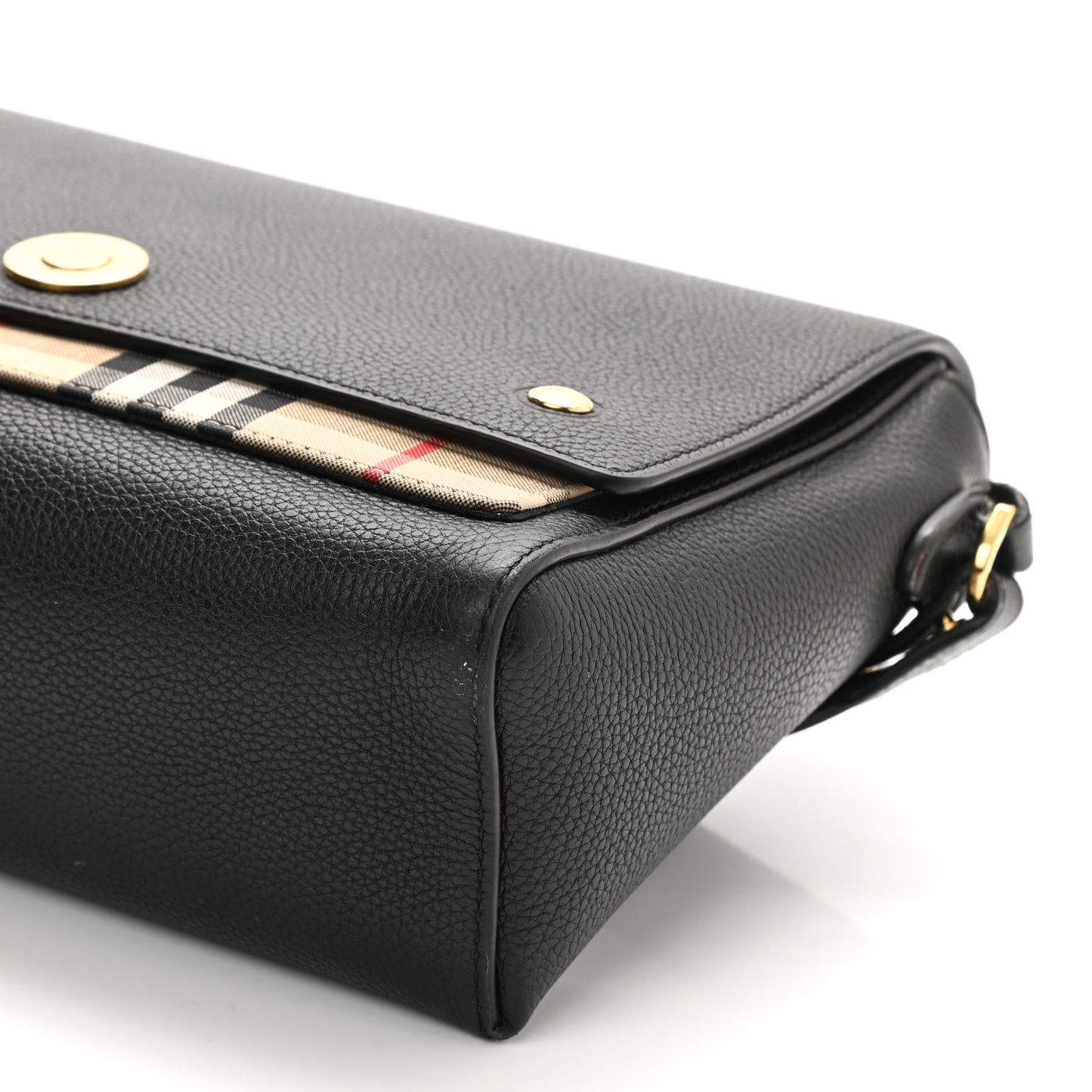 Grainy Calfskin Vintage Check Note Crossbody Bag Black