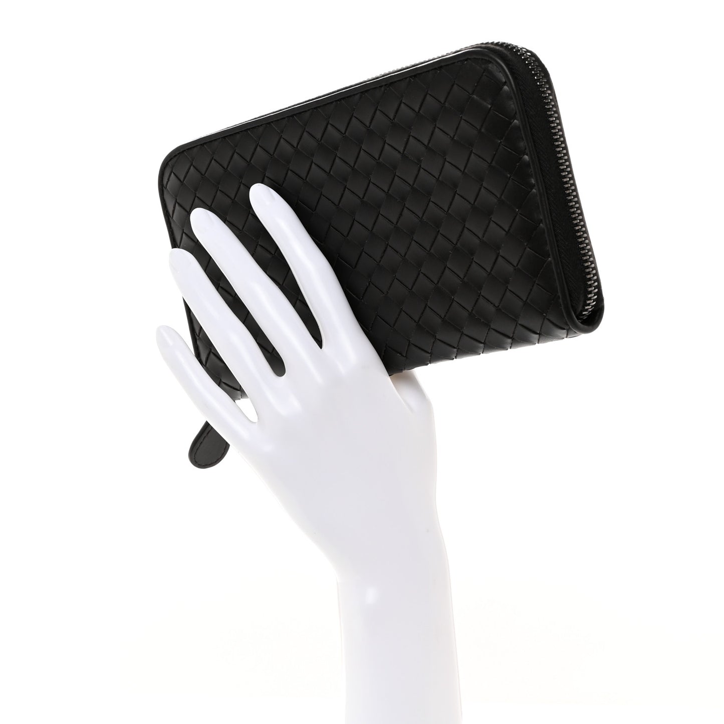 Nappa Intrecciato Zip Around Wallet Ebano