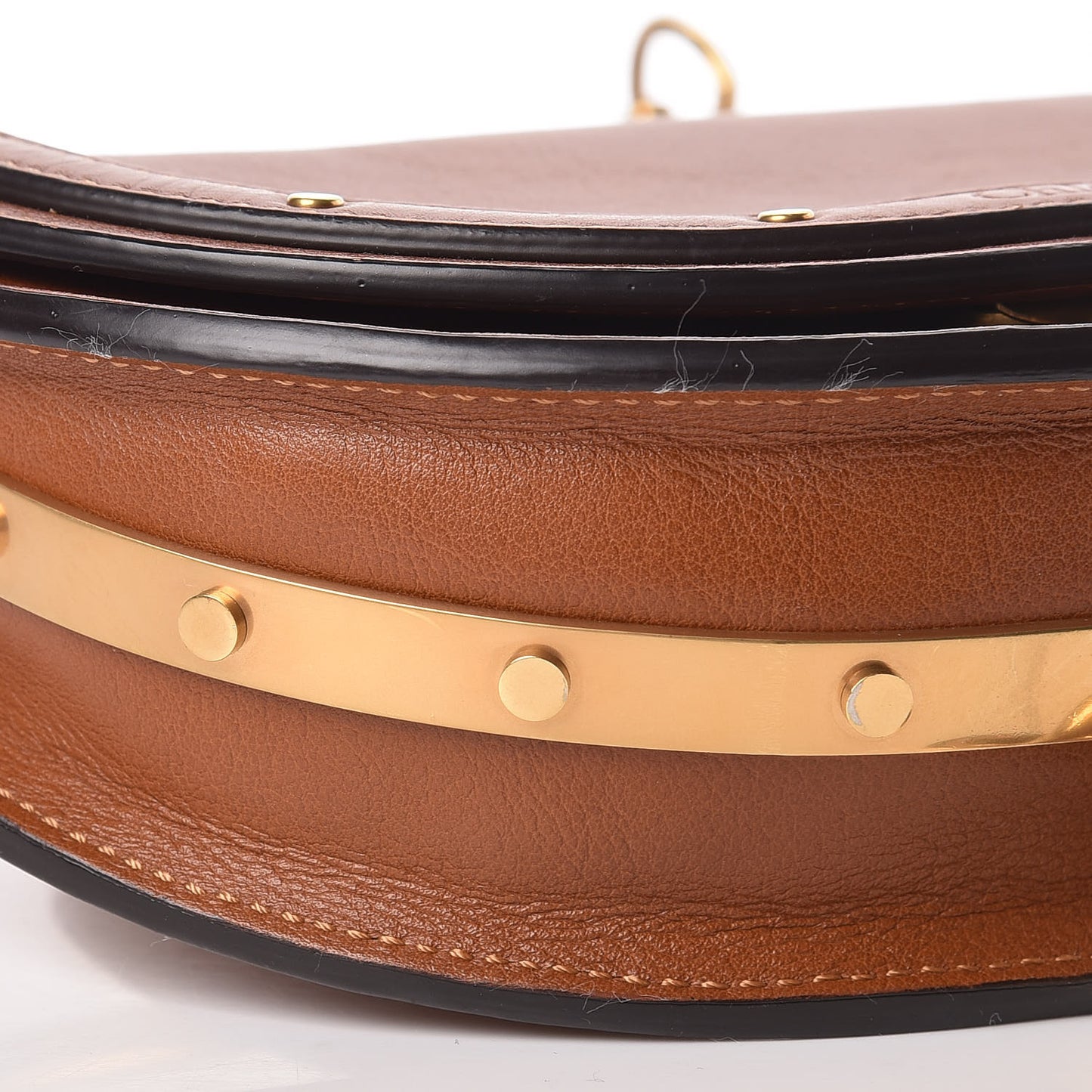 Calfskin Small Nile Bracelet Minaudiere Bag Caramel