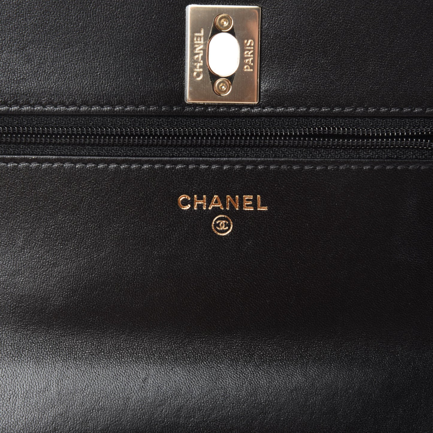 Lambskin Quilted Trendy CC Wallet On Chain WOC Black