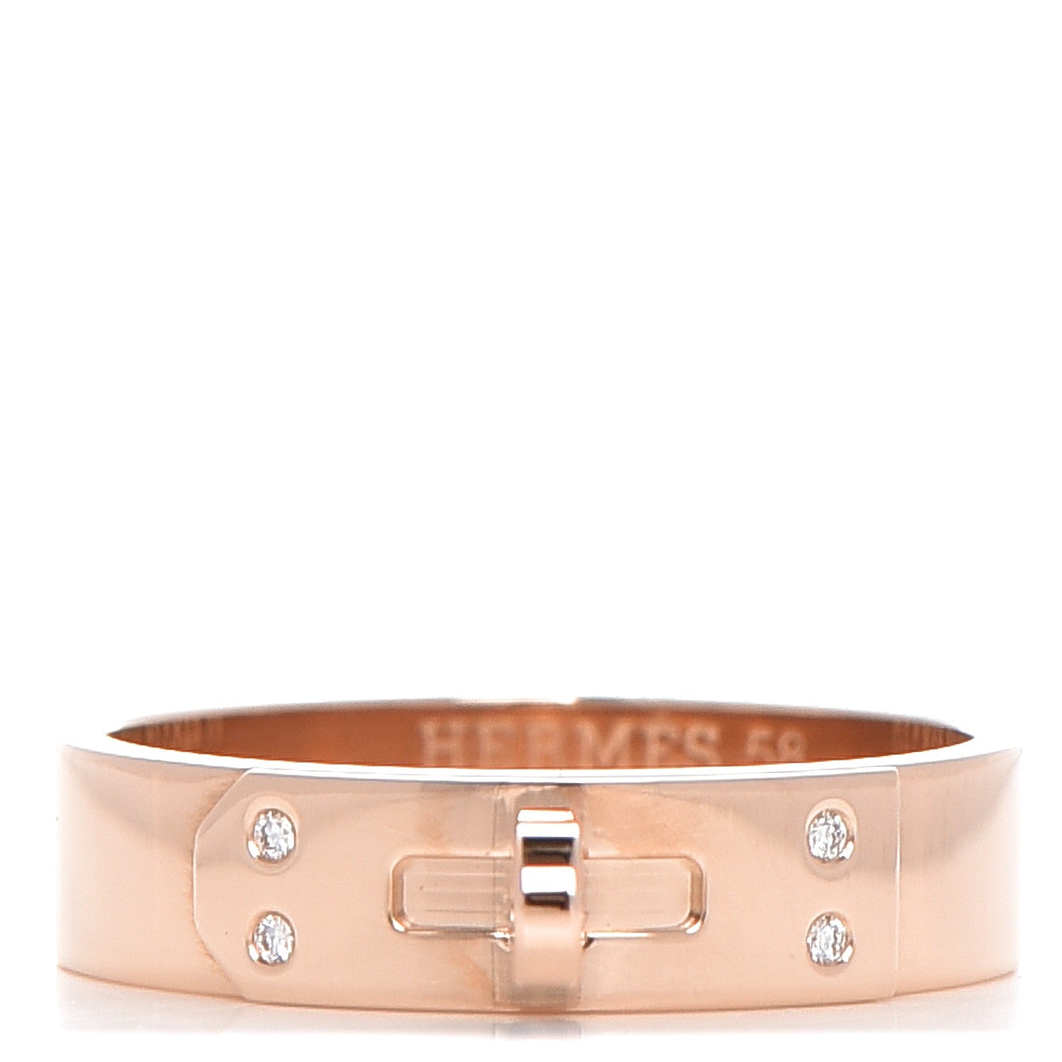 Hermes 18K Rose Gold Diamond PM Kelly Ring 58 8.5 1 of 1