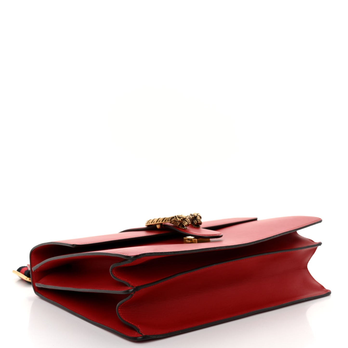 Moon Calfskin Web Large Dionysus Bamboo Top Handle Bag Hibiscus Red
