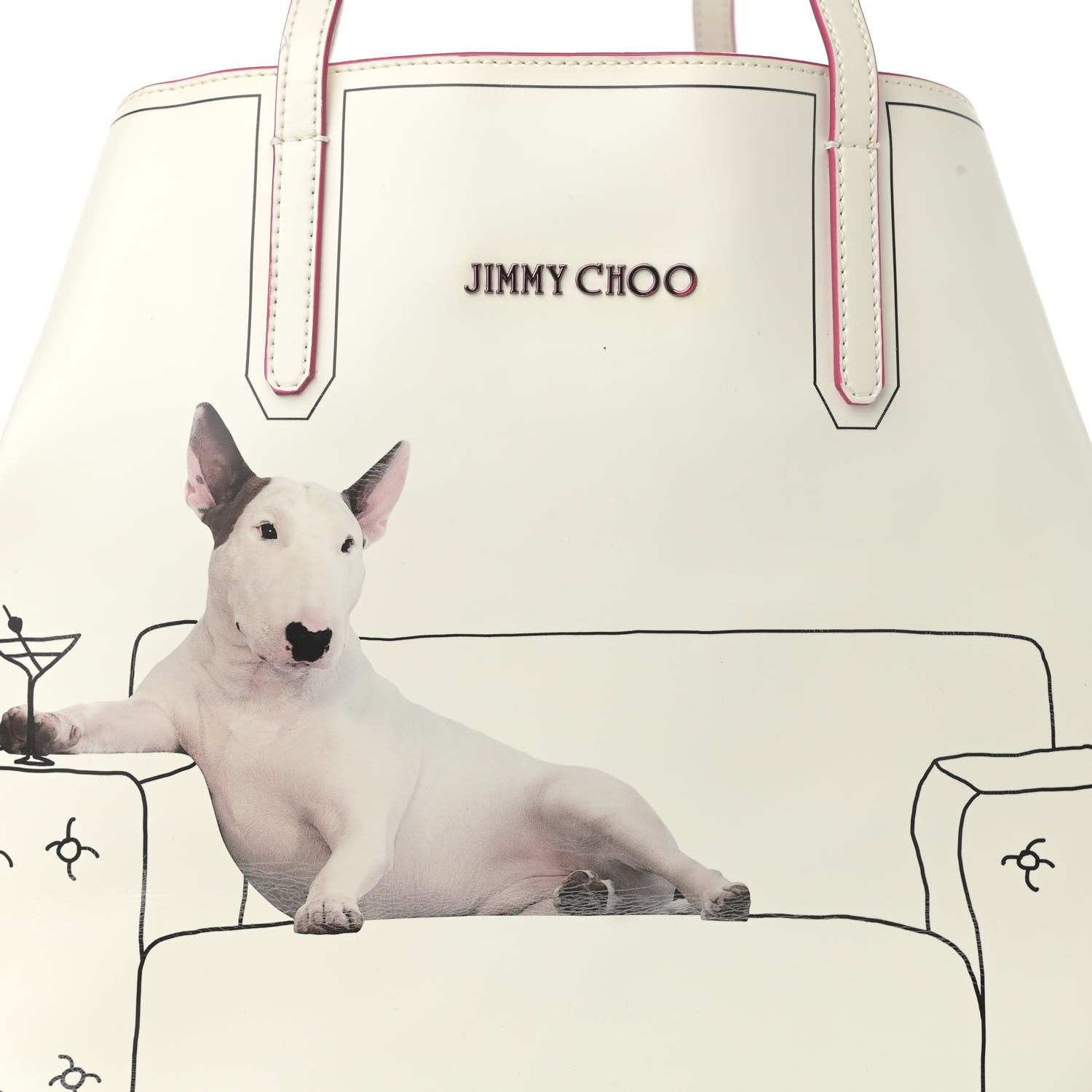 Jimmy Choo Canvas English Bull Terrier Print Medium Sara Tote White Multicolor 8 of 12