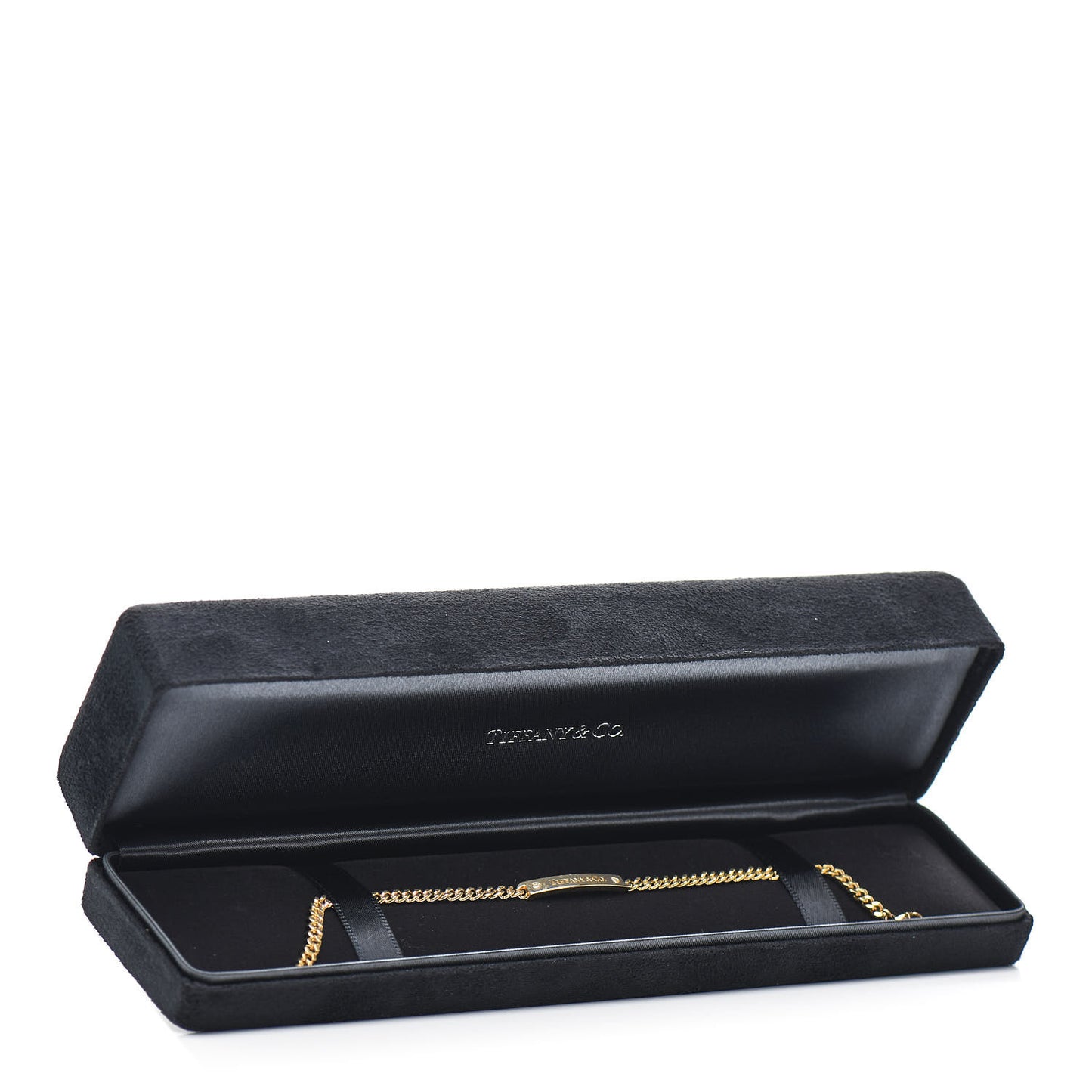 18K Yellow Gold Diamond Micro Link ID Chain Bracelet