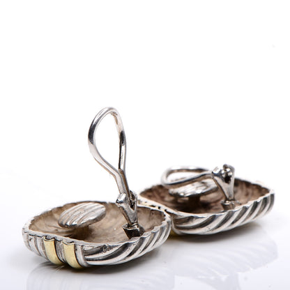David Yurman Sterlilng Silver 14K Yellow Gold Cable Earrings 3 of 5