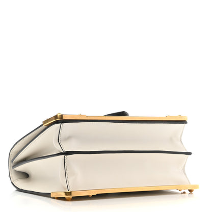 Prada City Calfskin Saffiano Cahier Bag White Black 3 of 9
