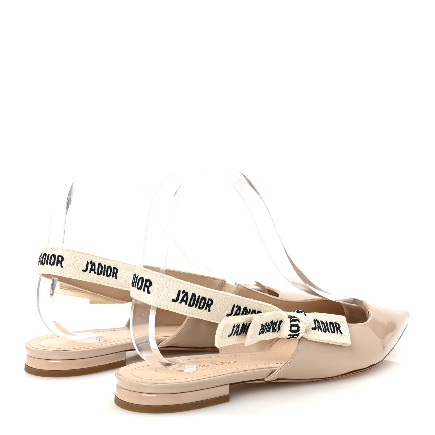 Christian Dior Patent Ribbon J'Adior Slingback Ballet Flats 39 Nude 5 of 10