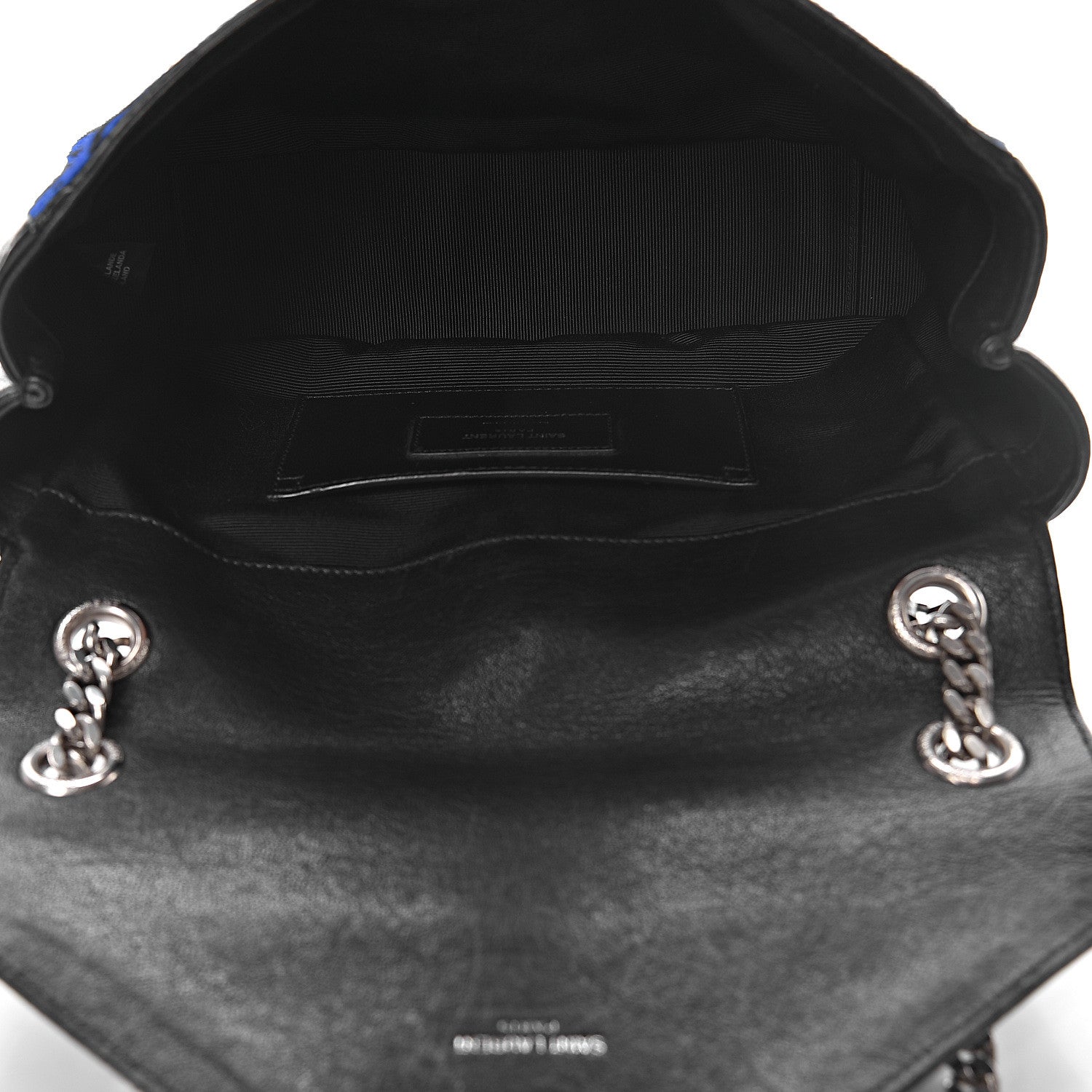 Saint Laurent Pony Hair Calfskin Monogram Leopard Print Medium Punk Chain Bag Blue 5 of 16