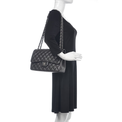 Chanel Lambskin Quilted Jumbo Double Flap Black 2 of 17