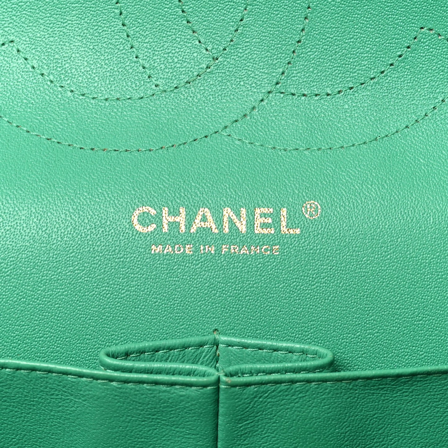 Lambskin Quilted Jumbo Double Flap Green
