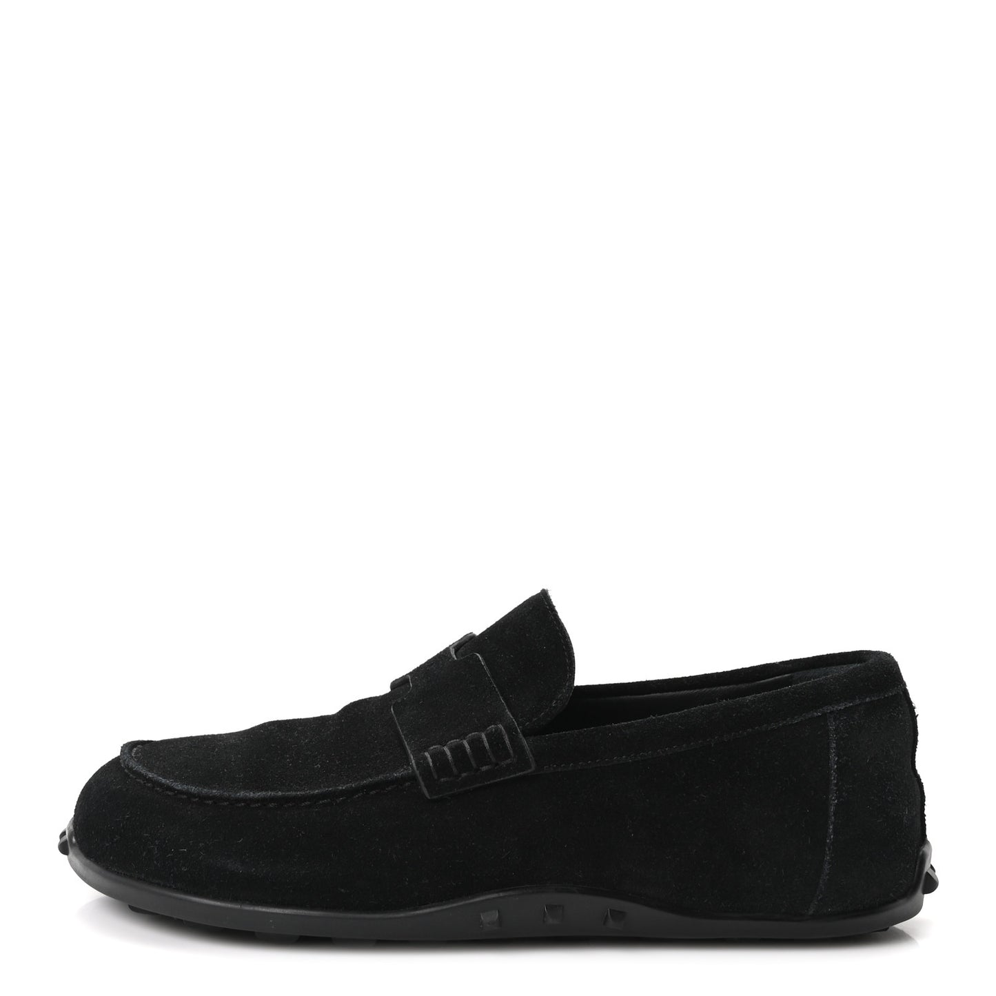 Suede Calfskin Womens Lazy Loafers 38.5 Black