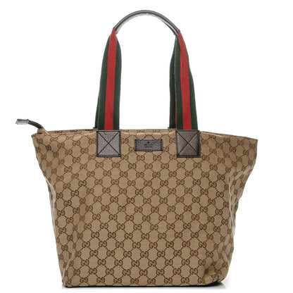 Gucci GG Monogram Large Web Handle Bucket Tote Dark Brown 1 of 6
