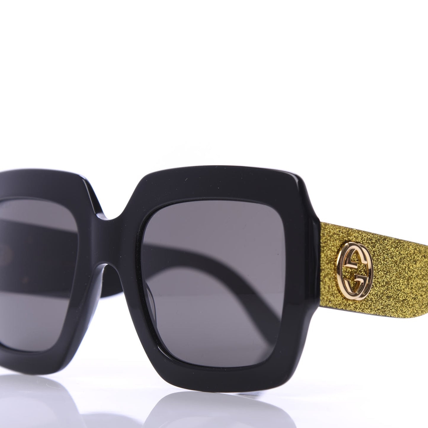 Square Frame GG0102S Sunglasses Glitter Gold